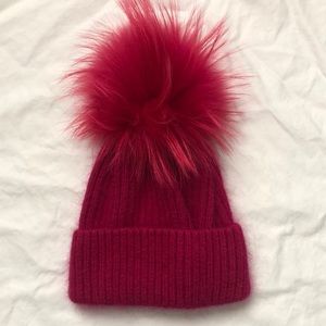 Linda Richards Mohair Fur Pom Hat - Hot Pink